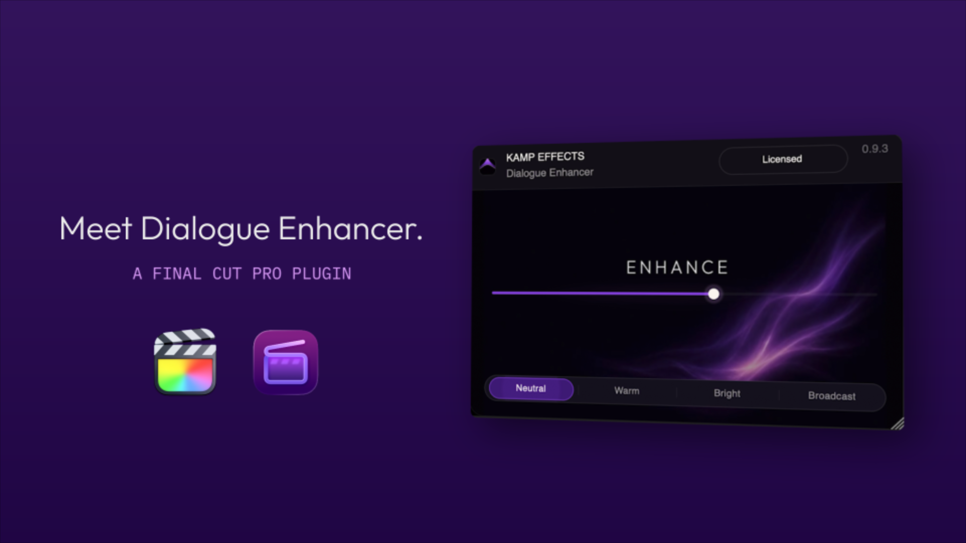 Meet Dialogue Enhancer — a Final Cut Pro plugin with Enhance control and voice presets